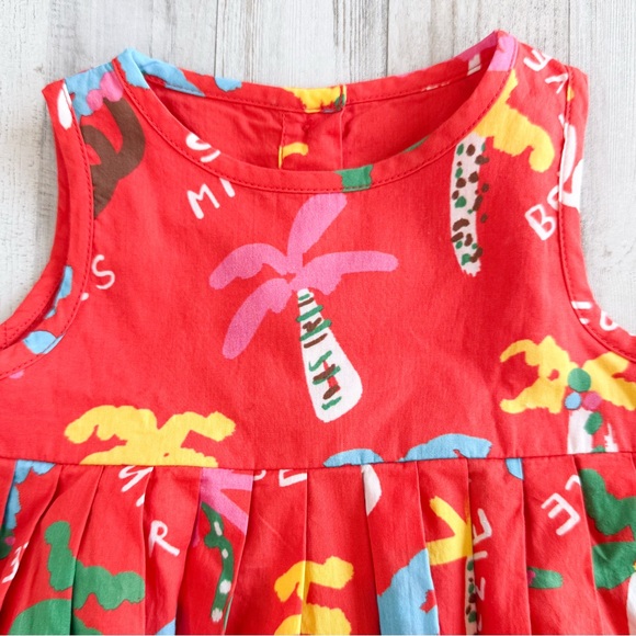 NEW! STELLA MCCARTNEY Palm Tree Organic Summer Dress Baby Girls Sz 6 Months Red - Picture 4 of 15